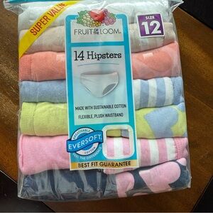 Girls Size 12 Fruit of the Loom 14-Pack Hipster Panties Cotton Tagless